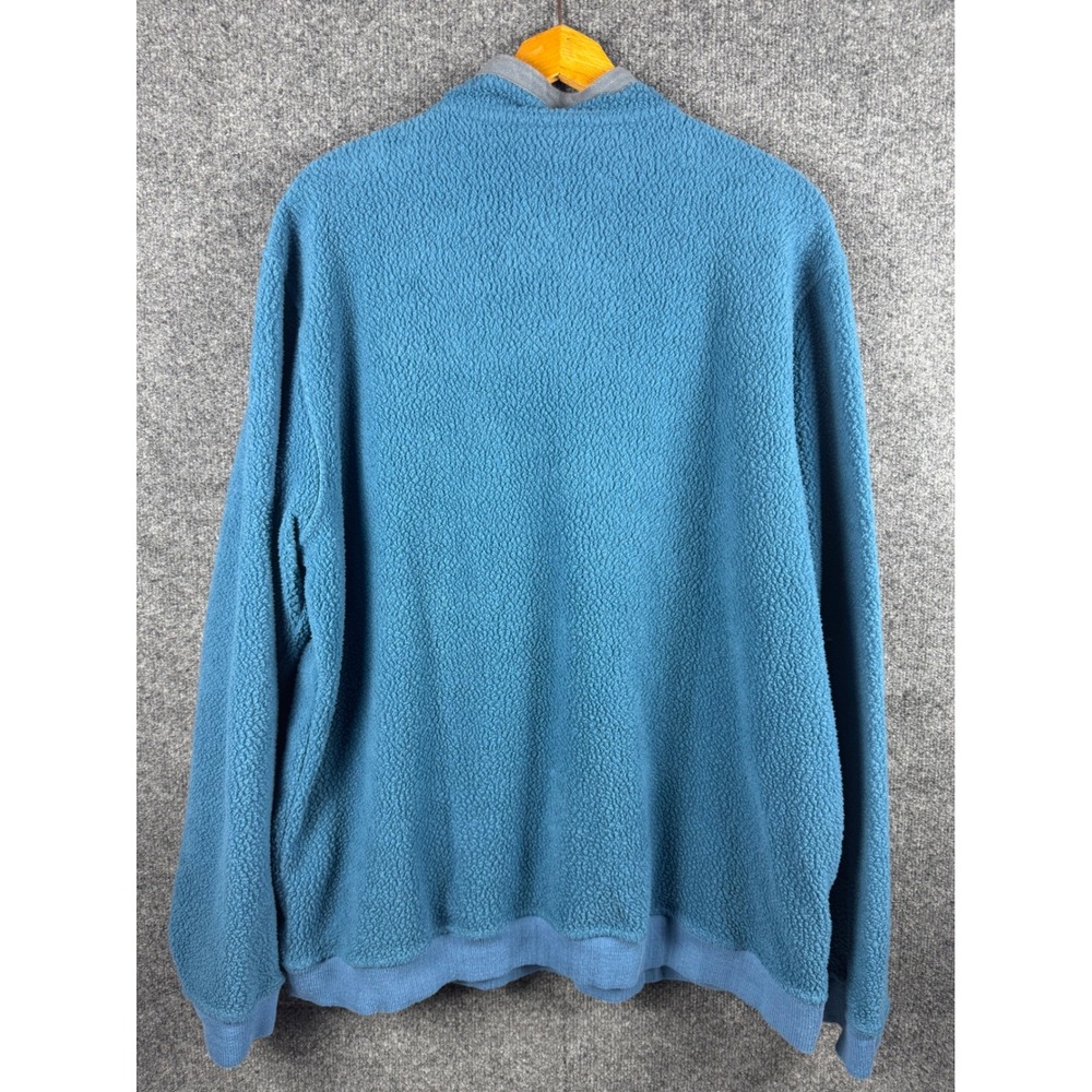Patagonia Mens XL Blue Fleece Pullover Sweatshirt Mock Neck Button Pockets Logo - Picture 3 of 9